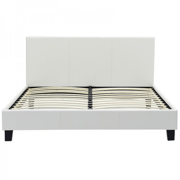 Κρεβάτι Nevil pakoworld διπλό 150x200 PU χρώμα λευκό ματ
