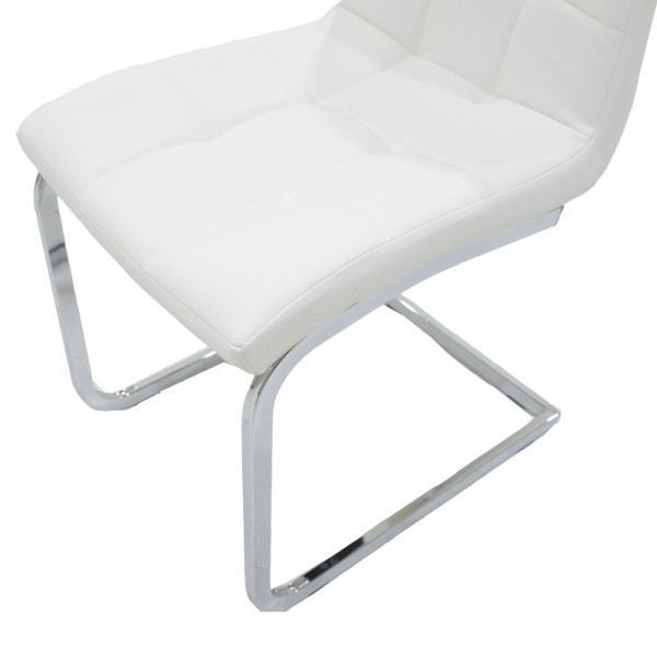 Καρέκλα Darrell pakoworld PU λευκό-βάση χρωμίου Σετ των 2τμχ