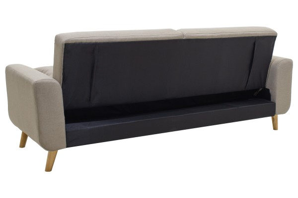 Καναπές-κρεβάτι Carmelo pakoworld με μπεζ-γκρι ύφασμα 214x80x86εκ