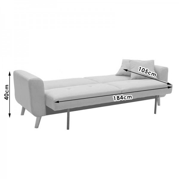 Καναπές-κρεβάτι Carmelo Pakoworld ανθρακί ύφασμα 214x80x86εκ