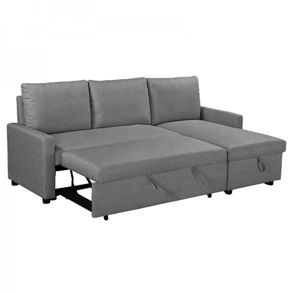 Γωνιακός αναστρέψιμος καναπές κρεβάτι Infuse pakoworld με αποθηκευτικό χώρο με ανθρακί ύφασμα 203x130x88εκ