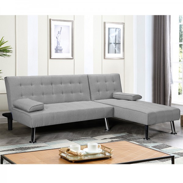 Γωνιακός καναπές-κρεβάτι αριστερή γωνία Brisk pakoworld γκρι ύφασμα 200x146x75εκ