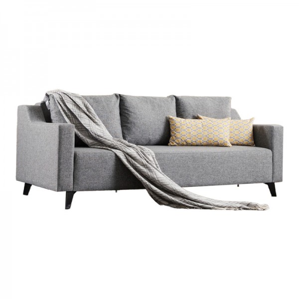 Καναπές-κρεβάτι PWF-0592 pakoworld 3θέσιος ύφασμα γκρι 230x90x74εκ