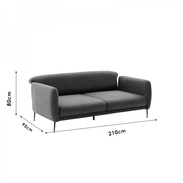 Καναπές-κρεβάτι 3θέσιος PWF-0577 pakoworld ύφασμα μπεζ-καφέ 210x95x80εκ