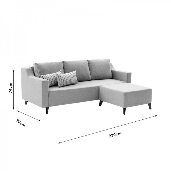 Γωνιακός καναπές-κρεβάτι PWF-0592 pakoworld ύφασμα cream 230x90x74εκ
