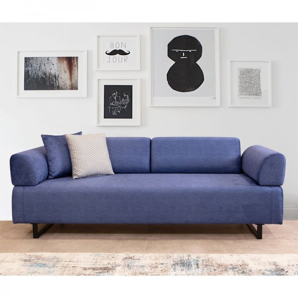Καναπές κρεβάτι PWF-0595 pakoworld 3θέσιος ύφασμα μπλε 220x90x80εκ