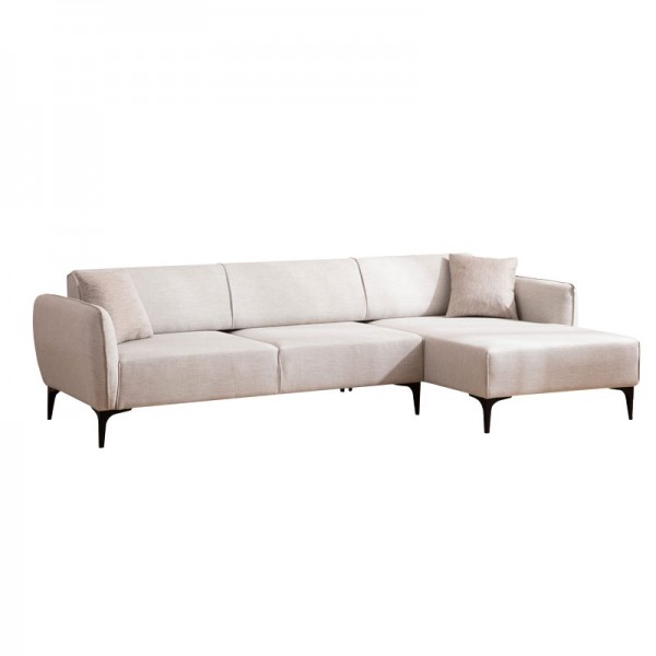 Γωνιακός καναπές PWF-0565 pakoworld αριστερή γωνία ύφασμα λευκό-γκρι 270x95x67εκ