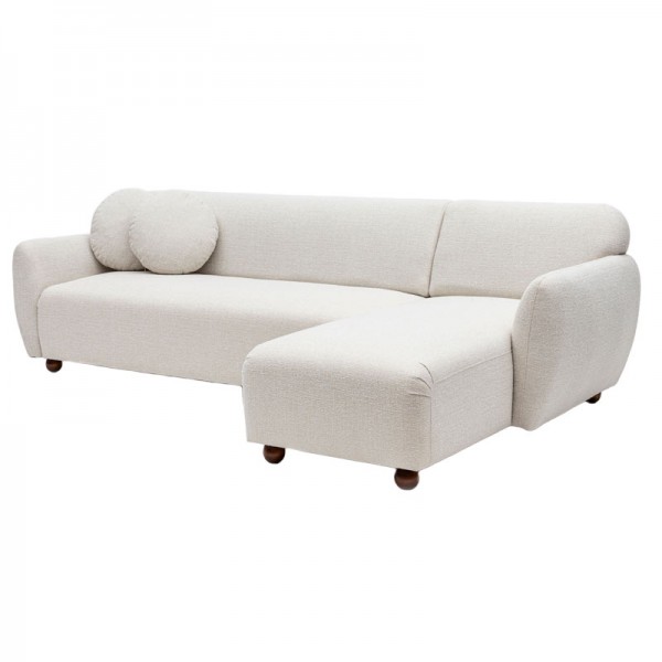 Γωνιακός καναπές Arabella pakoworld αριστερή γωνία ύφασμα λευκό 273x93x86εκ