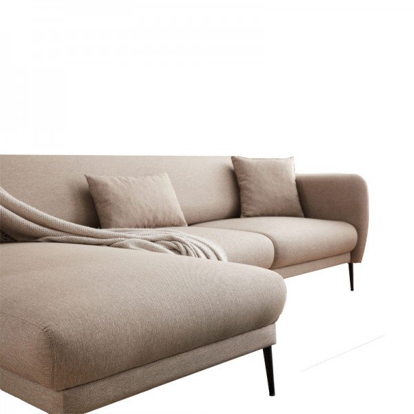 Γωνιακός καναπές-κρεβάτι PWF-0577 pakoworld δεξιά γωνία ύφασμα κρεμ 265x163x80εκ