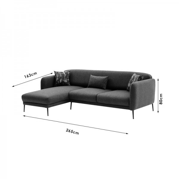 Γωνιακός καναπές-κρεβάτι PWF-0577 pakoworld δεξιά γωνία ύφασμα κρεμ 265x163x80εκ