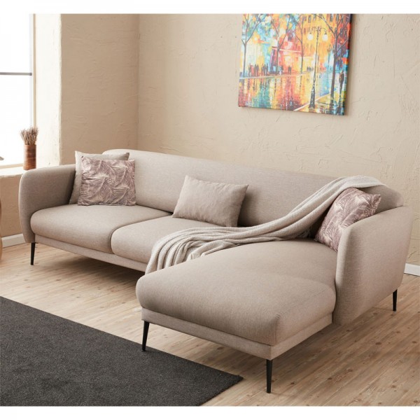 Γωνιακός καναπές-κρεβάτι PWF-0577 pakoworld αριστερή γωνία ύφασμα κρεμ 265x163x80εκ