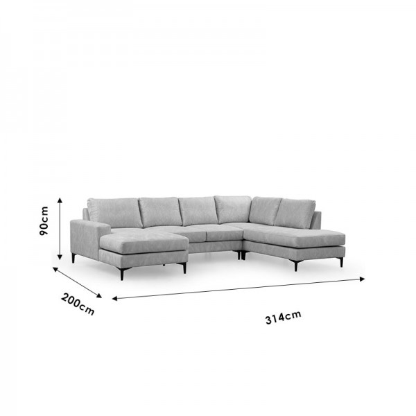 Γωνιακός καναπές PWF-0621 ύφασμα μπεζ 314x200x90εκ