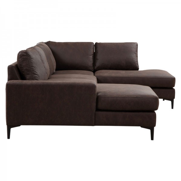 Γωνιακός καναπές PWF-0621 ύφασμα καφέ 314x200x90εκ
