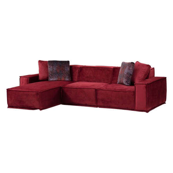 Γωνιακός καναπές με δεξιά γωνία PWF-0623 ύφασμα μπορντό 300/170x76εκ