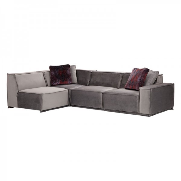 Γωνιακός καναπές με δεξιά γωνία PWF-0623 ύφασμα γκρι-ανθρακί 300/190x76εκ