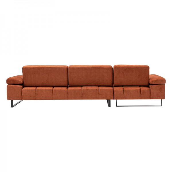 Γωνιακός καναπές με δεξιά γωνία PWF-0586 pakoworld ύφασμα κεραμιδί 274x174x83εκ