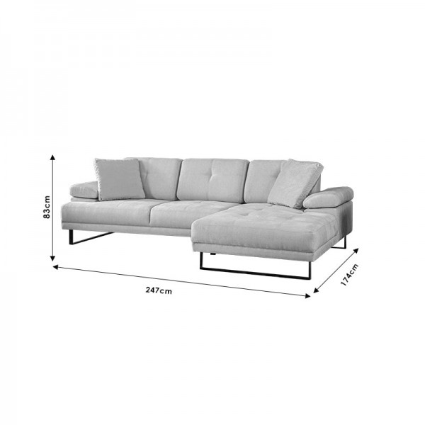Γωνιακός καναπές με αριστερή γωνία PWF-0586 pakoworld ύφασμα μπεζ 274x174x83εκ
