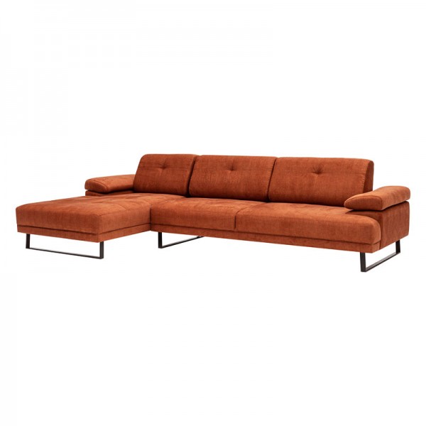 Γωνιακός καναπές με δεξιά γωνία PWF-0586 pakoworld ύφασμα κεραμιδί 314x174x83εκ