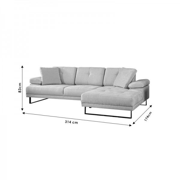 Γωνιακός καναπές με αριστερή γωνία PWF-0586 pakoworld ύφασμα μπεζ 314x174x83εκ