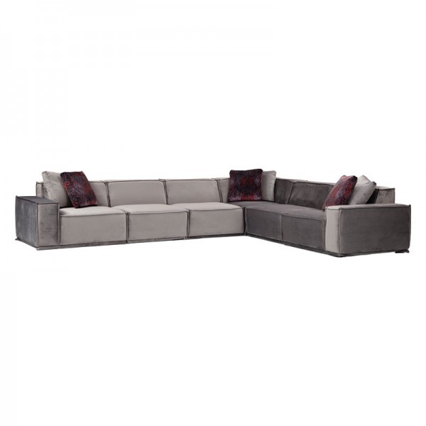 Γωνιακός καναπές με αριστερή γωνία PWF-0623 ύφασμα γκρι-ανθρακί 388/300x76εκ
