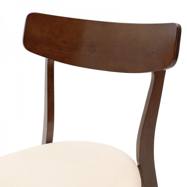 Καρέκλα Toto pakoworld μπεζ ύφασμα-rubberwood καρυδί πόδι Σετ των 2τμχ