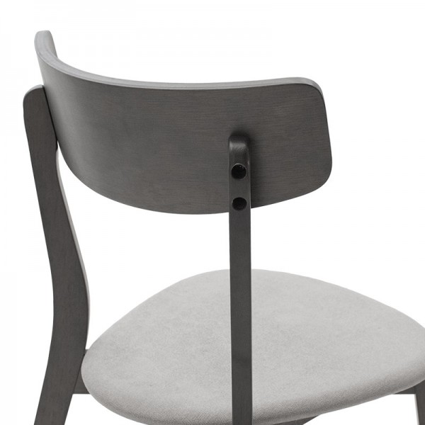 Καρέκλα Toto pakoworld γκρι ύφασμα-rubberwood ανθρακί πόδι Σετ των 2τμχ