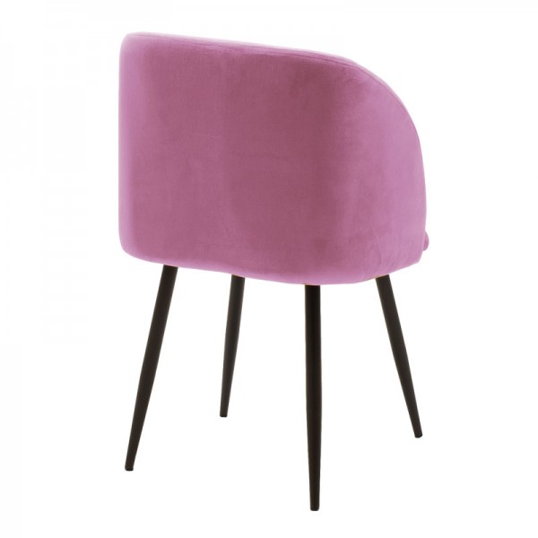 Πολυθρόνα Oasis pakoworld βελούδο ροζ-πόδι μαύρο μέταλλο 54x52x84εκ Σετ των 2τμχ