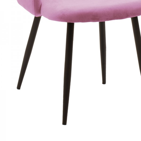Πολυθρόνα Oasis pakoworld βελούδο ροζ-πόδι μαύρο μέταλλο 54x52x84εκ Σετ των 2τμχ