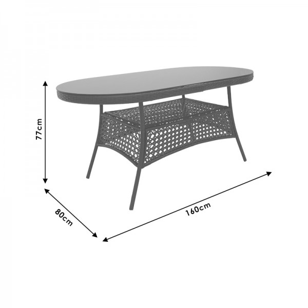 Τραπέζι Cellin pakoworld μέταλλο-pe rattan καφέ 160x80x77εκ