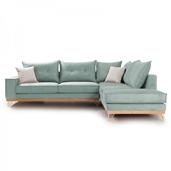 Γωνιακός καναπές αριστερή γωνία Luxury II pakoworld ύφασμα ciel-cream 290x235x95εκ