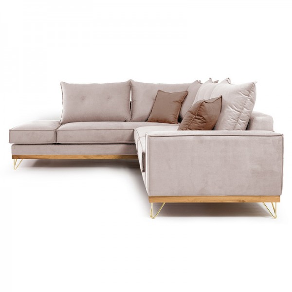 Γωνιακός καναπές δεξιά γωνία Luxury II pakoworld ύφασμα cream-mocha 290x235x95εκ