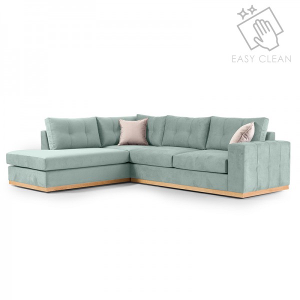 Γωνιακός καναπές αριστερή γωνία Boston pakoworld ύφασμα ciel-cream 280x225x90εκ