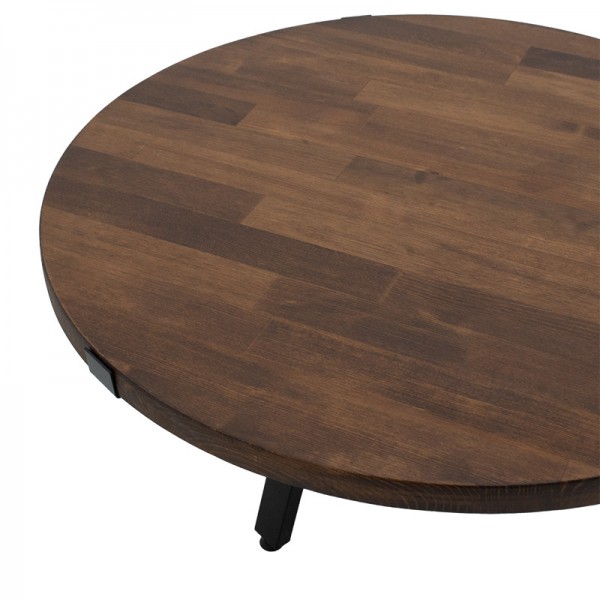 Τραπέζι σαλονιού Zenith pakoworld ξύλο πεύκου 35mm καρυδί Φ80x39εκ