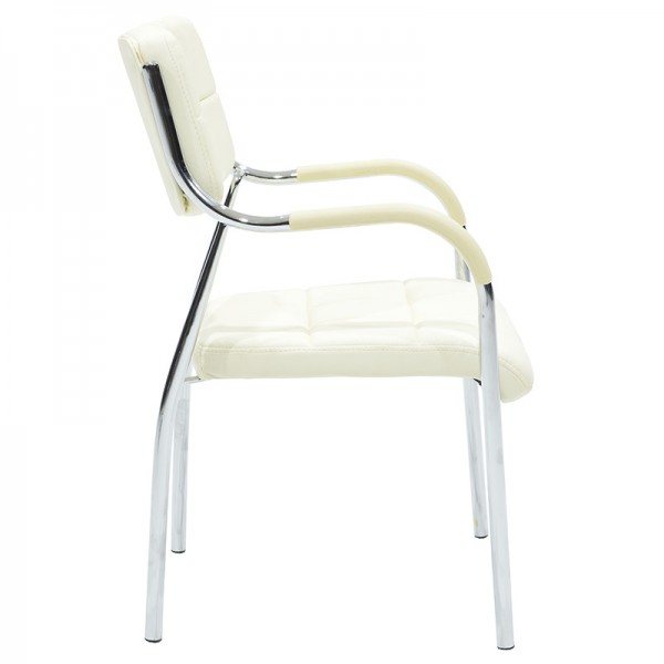 Καρέκλα επισκέπτη Florida pakoworld PU λευκό πόδι χρωμίου