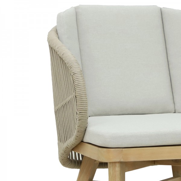 Καρέκλα Farem pakoworld μασίφ ξύλο ευυκαλύπτου-μπεζ ύφασμα 53x60x80εκ