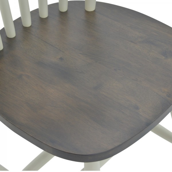 Καρέκλα Larus pakoworld φυσικό ξύλo rubberwood ανθρακί-λευκό 50x49x90εκ. Σετ των 2τμχ