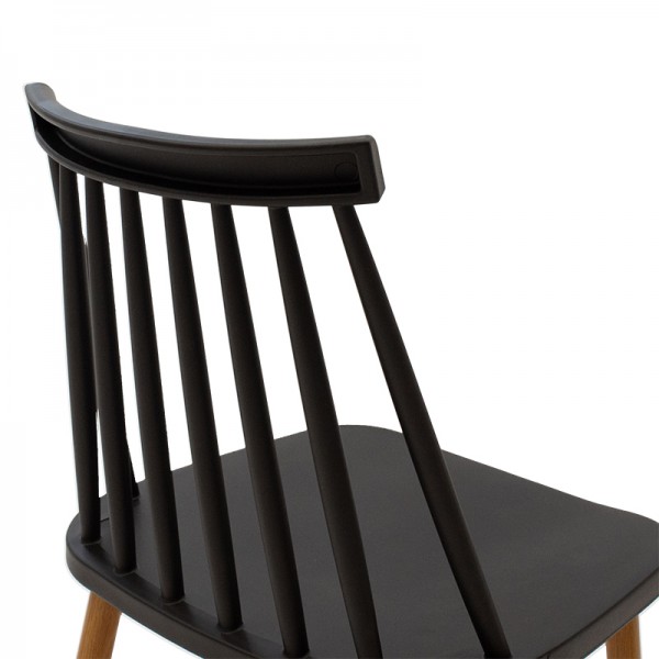 Καρέκλα Aurora pakoworld PP μαύρο-φυσικό πόδι 43x48x79εκ. Σετ των 4τμχ