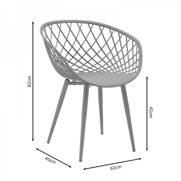 Πολυθρόνα Ezra pakoworld μαύρο pp-πόδι φυσικό μέταλλο 62x42x82εκ Σετ των 4τμχ