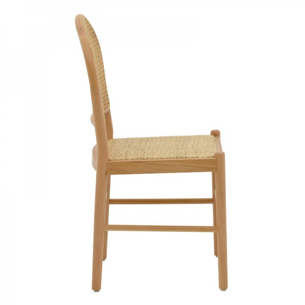 Καρέκλα Alessia pakoworld ξύλο οξιάς-rattan φυσικό 43x40x89εκ