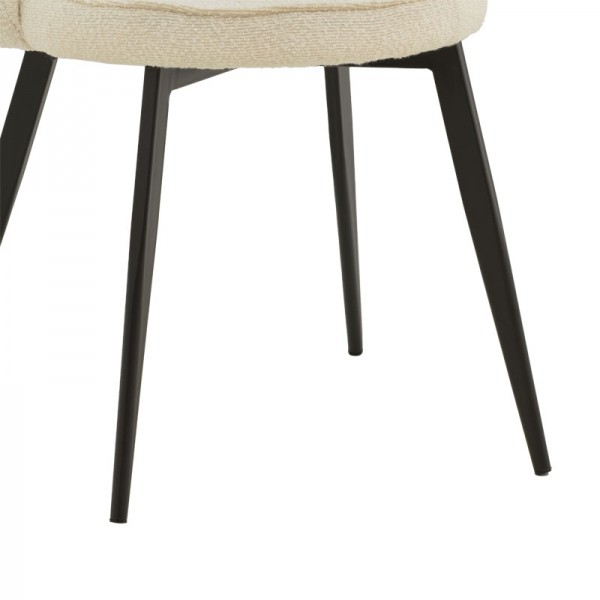 Καρέκλα Rosalia pakoworld εκρού ύφασμα-πόδι μαύρο μέταλλο 57x52x80εκ