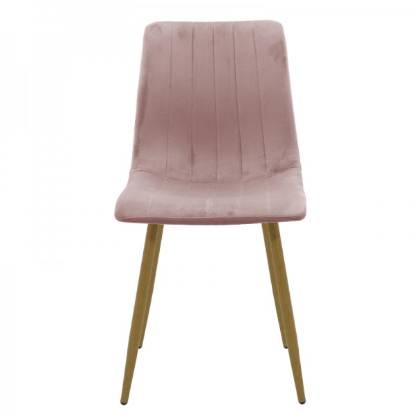 Καρέκλα Noor pakoworld σάπιο μήλο βελούδο-πόδι φυσικό μέταλλο 44x55x86εκ