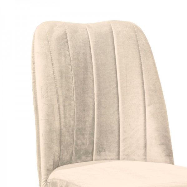 Καρέκλα Vespera I pakoworld βελούδο εκρού-καρυδί πόδι Σετ των 4τμχ