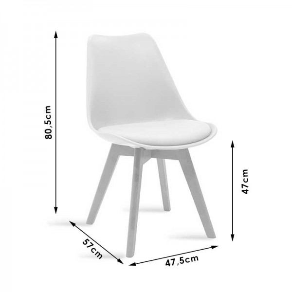 Καρέκλα Gaston pakoworld PP-PU λευκό-φυσικό πόδι 53.5x48.5x83εκ