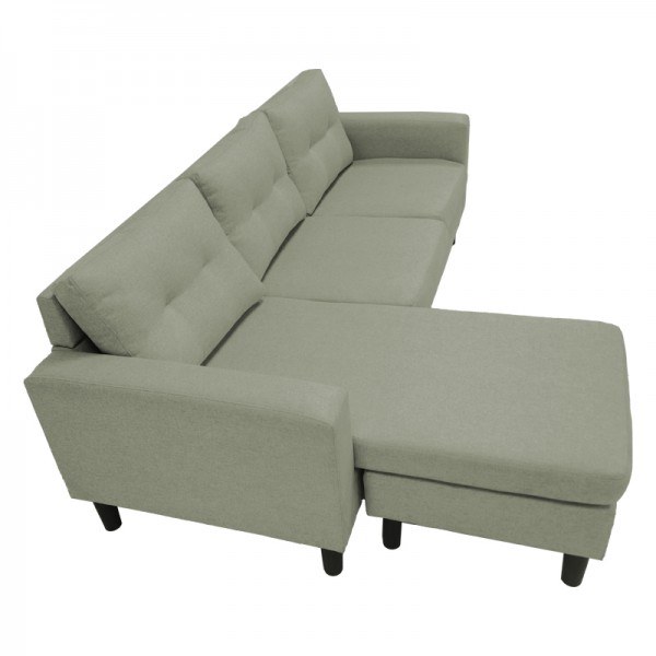 Γωνιακός καναπές αναστρέψιμος Maneli pakoworld ύφασμα γκρι-μπεζ 196x138/77x82εκ