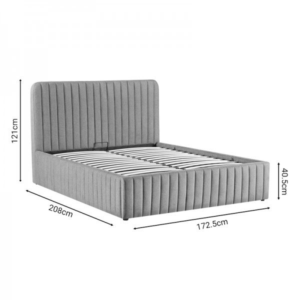 Κρεβάτι διπλό Zilin pakoworld ύφασμα ανθρακί-beige 160x200εκ