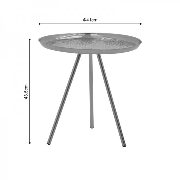 Βοηθητικό τραπέζι Jacksie Inart γκρι-χρυσό μέταλλο Φ41x43.5εκ