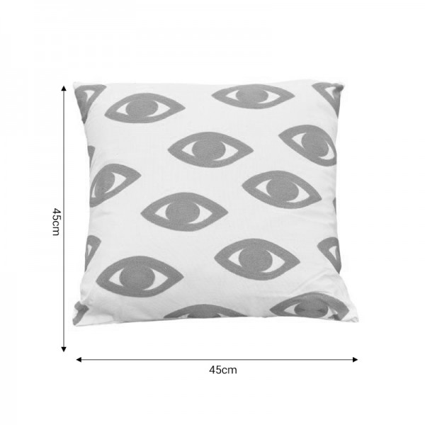 Μαξιλάρι Eyes Inart φυσικό-λευκό ύφασμα 45x45x2.5εκ