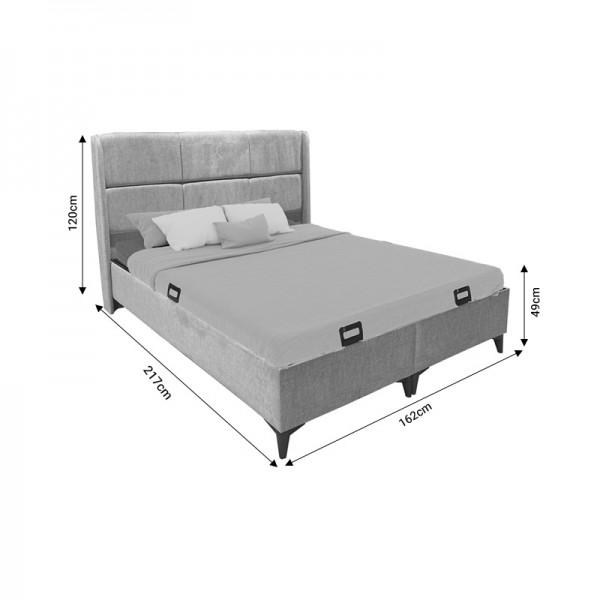 Κρεβάτι διπλό Serene pakoworld με αποθηκευτικό χώρο ανθρακί ύφασμα 160x200εκ